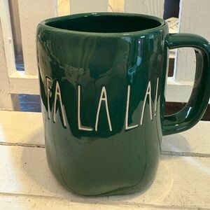 Rae Dunn Fa La La Green Mug